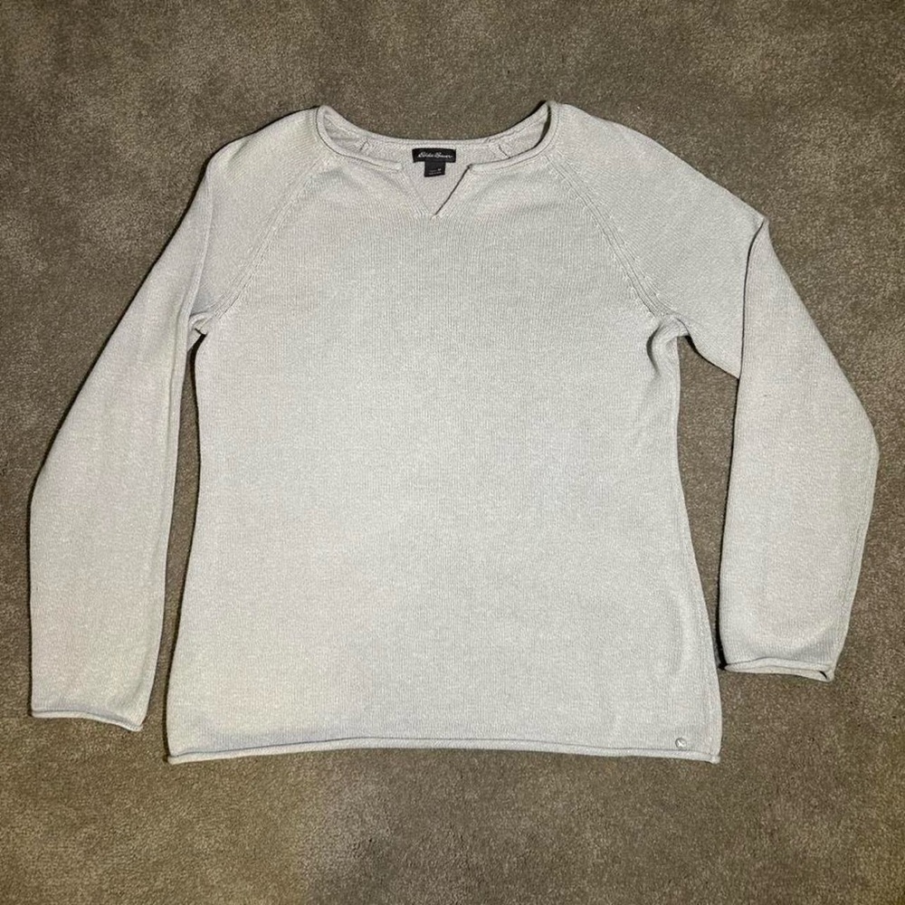 Eddie Bauer Light Heather Gray Crewneck Pullover Sweater